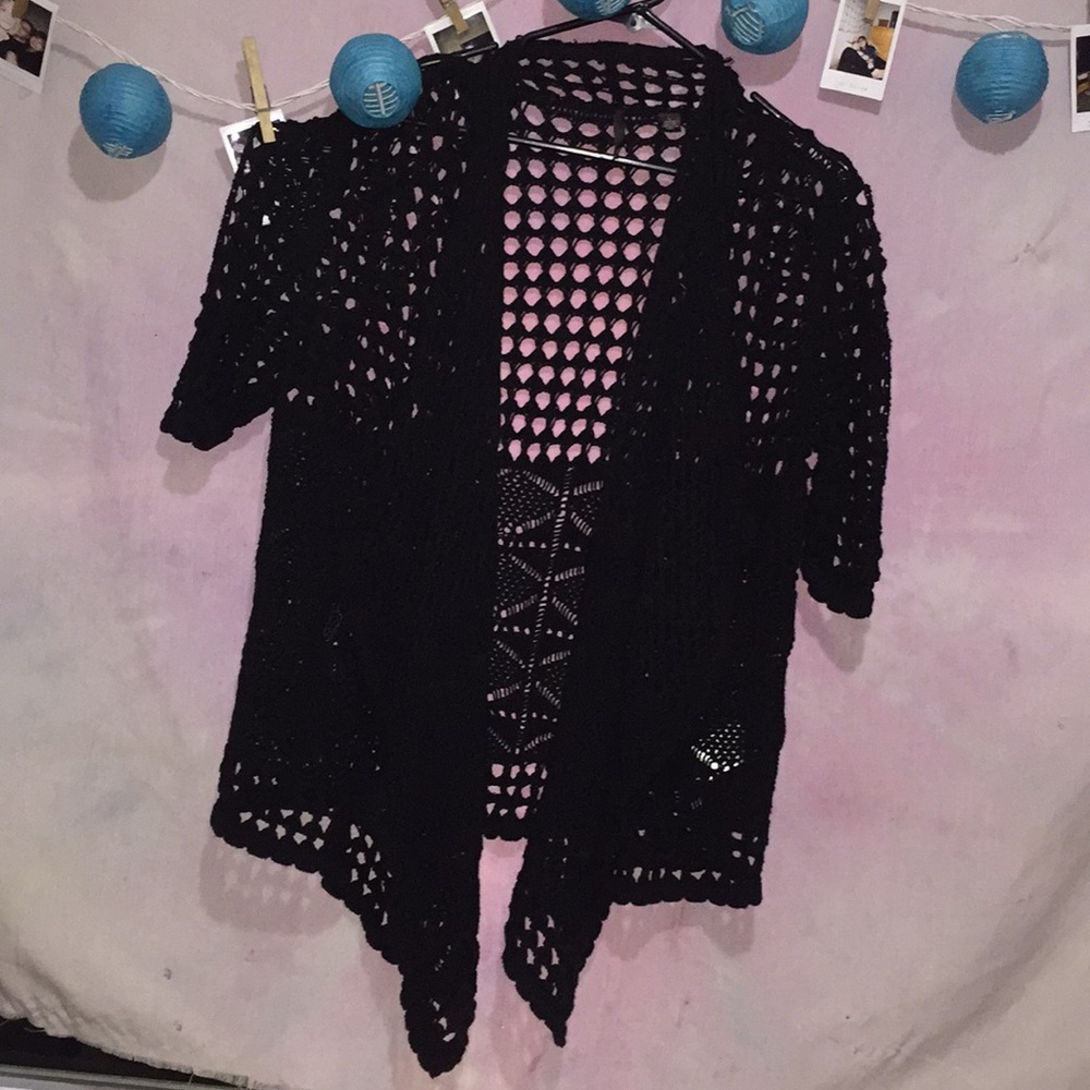 Elbow sleeve black cardigan
